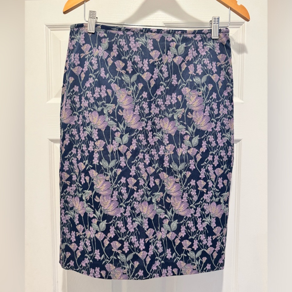 Brooks Brothers Floral Pencil Skirt - Navy and Lavender